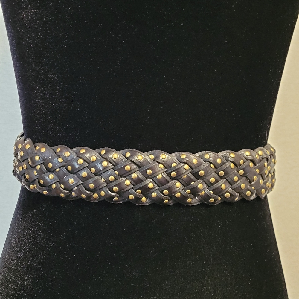 Versace Medusa Medallion Black and Gold Braided Studded Belt. Rare Find 85/34 - Picture 9 of 17